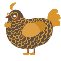 A bark and orange chicken with a lace pattern