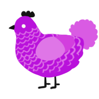 A amethyst and orchid chicken with a lace pattern