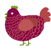 Cranbry, a maroon and red chicken with a lace pattern