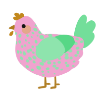 A pink and spring chicken with a speckle pattern