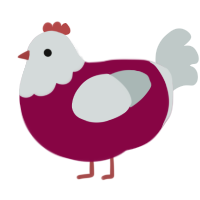 A maroon and silver chicken with a head pattern