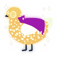 A ochre and gluppy chicken with a speckle pattern