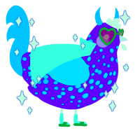 A violet and cerulean chicken with a speckle pattern