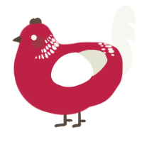 A crimson and white chicken with a neck-band pattern