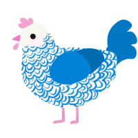 A white and sapphire chicken with a double-lace pattern
