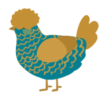 A sea and gold chicken with a lace pattern