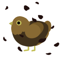 A bark and gold chicken with a head pattern