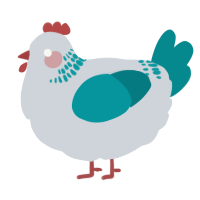 A mist and teal chicken with a neck-band pattern