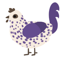 A cream and overcast chicken with a speckle pattern