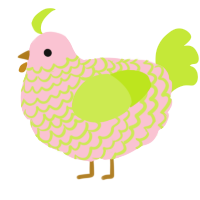 A rose and lime chicken with a lace pattern