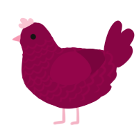 A maroon chicken with a lace pattern