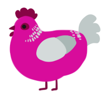A fuchsia and silver chicken with a neck-band pattern