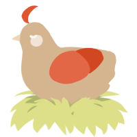 A beige and vermilion chicken