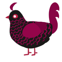 A sable and maroon chicken with a lace pattern