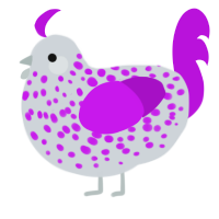 A mist and amethyst chicken with a speckle pattern