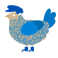 A beige and sapphire chicken with a double-lace pattern