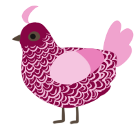 A maroon and pink chicken with a double-lace pattern
