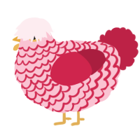 A rose and crimson chicken with a lace pattern