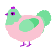 A rose and spring chicken with a head pattern