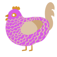 A orchid and beige chicken with a lace pattern