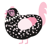 A sable and rose chicken with a speckle pattern