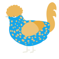 A sky and honey chicken with a speckle pattern