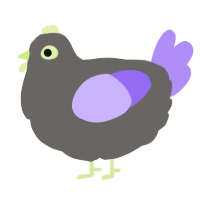 A grey and lilac chicken