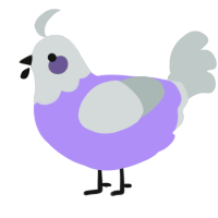 A lilac and silver chicken with a head pattern
