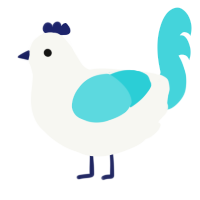 (unnamed), a white and aqua chicken