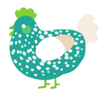 A turquoise and cream chicken with a speckle pattern