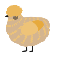 A beige and honey chicken with a bar pattern