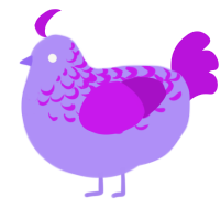 Violetta, a lilac and amethyst chicken with a half-lace pattern