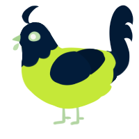 A lime and tumblr chicken with a head pattern