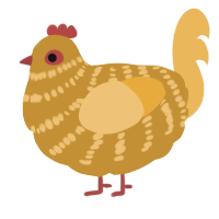 A gold and honey chicken with a bar pattern