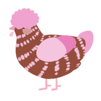 A russet and pink chicken with a bar pattern