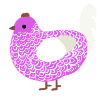 A orchid and white chicken with a double-lace pattern