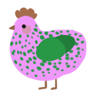 A lavender and viridian chicken with a speckle pattern