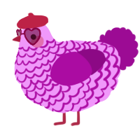 A lavender and plum chicken with a lace pattern