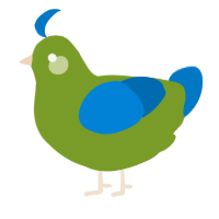 A chartreuse and sapphire chicken