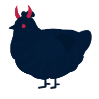 A tumblr chicken with a bar pattern