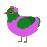 A orchid and leaf chicken with a head pattern