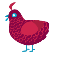 A maroon and crimson chicken with a lace pattern