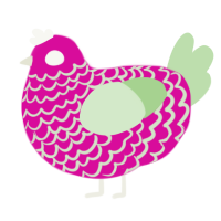 Goryu, a fuchsia and gluppy chicken with a lace pattern