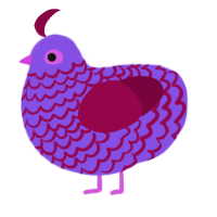 A blurple and maroon chicken with a lace pattern