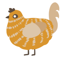 A orange and beige chicken with a bar pattern