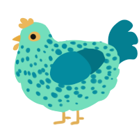 A mint and sea chicken with a speckle pattern