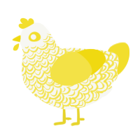 Lemon, a white and yellow chicken with a double-lace pattern