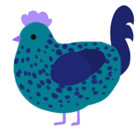 A sea and navy chicken with a speckle pattern
