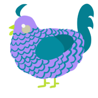 A lilac and sea chicken with a lace pattern