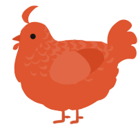 A vermilion chicken with a half-lace pattern